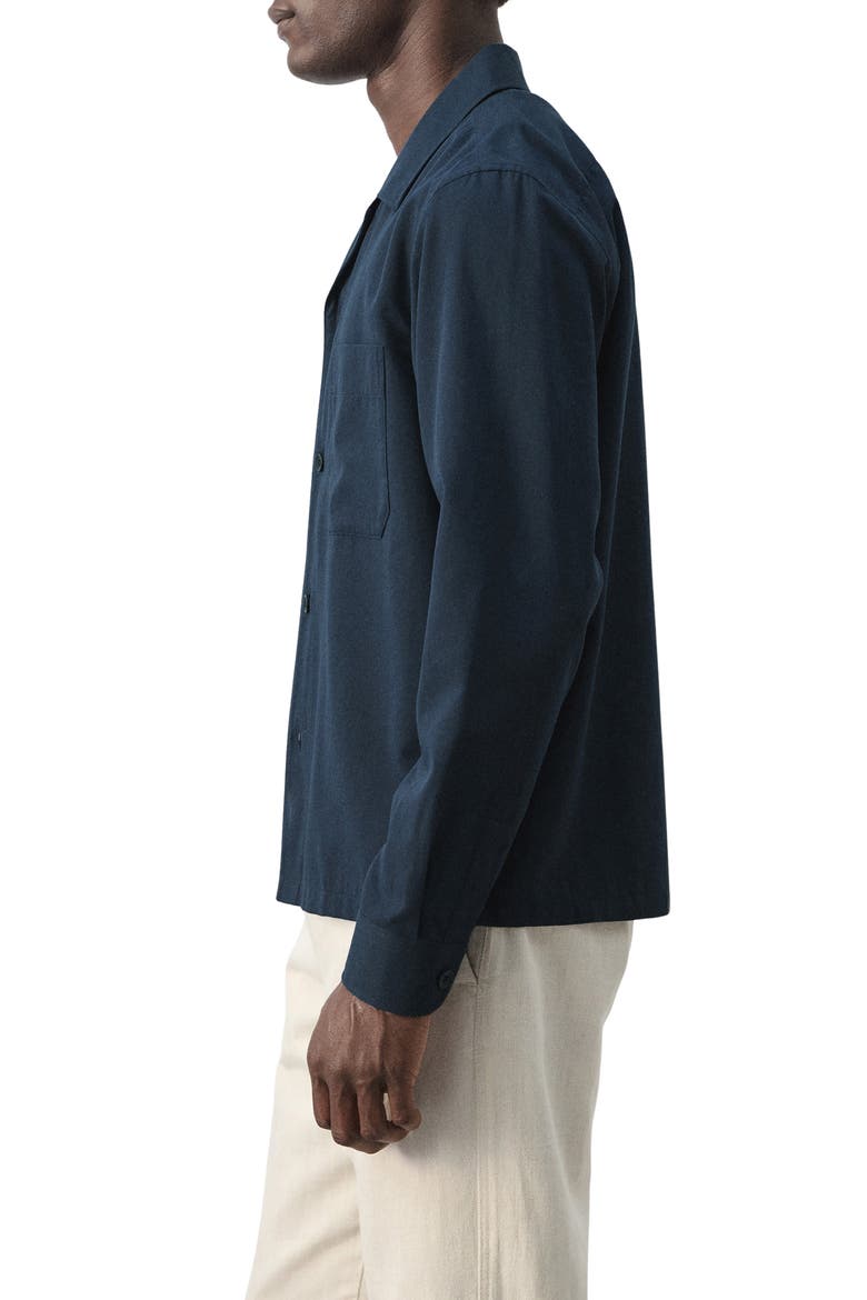 Long Sleeve Cotton Blend Button-Up Shirt, Alternate, color, NAVY
