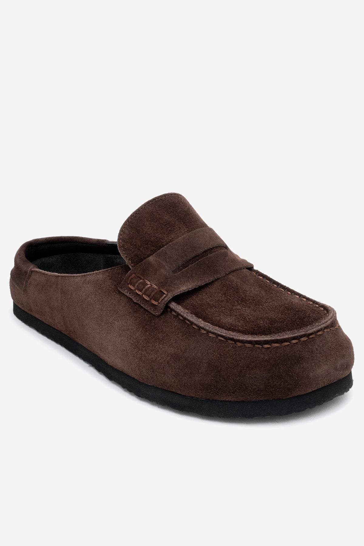 Priva Leather Slip-On Slipper, Alternate, color, Brown Suede