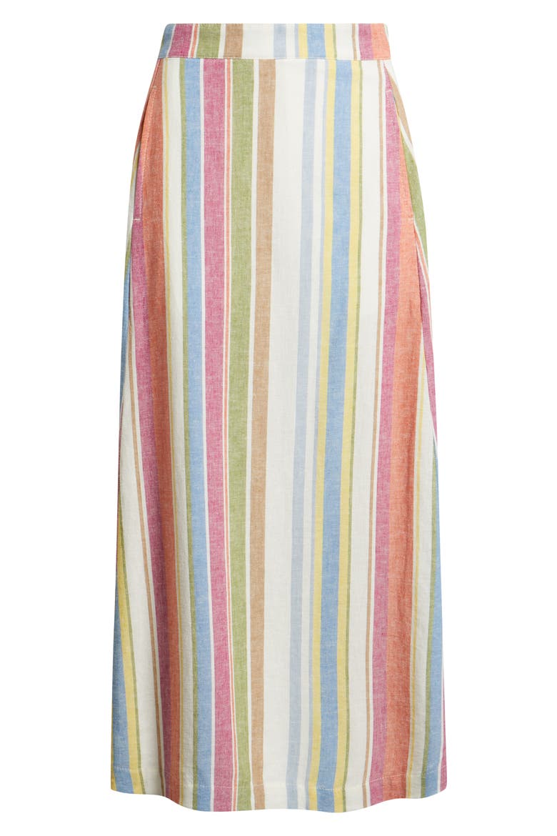 Stripe Linen Blend Midi Skirt, Alternate, color, IVORY MULTI STRIPE