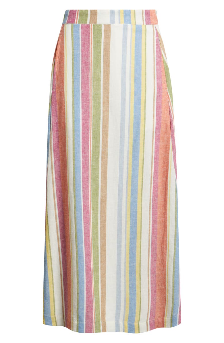 Pendleton Stripe Linen Blend Midi Skirt, Alternate, color, Ivory Multi Stripe