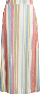 Pendleton Stripe Linen Blend Midi Skirt