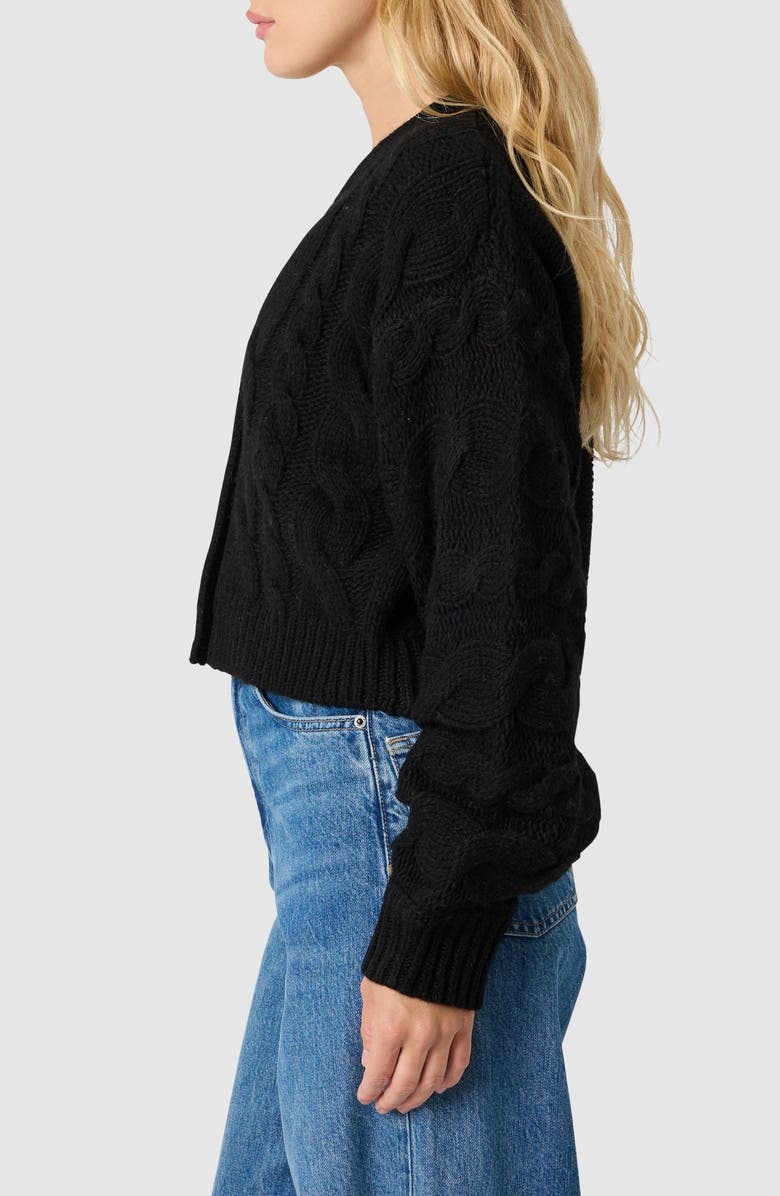 All in Favor Cable Stitch Cardigan, Alternate, color, Black