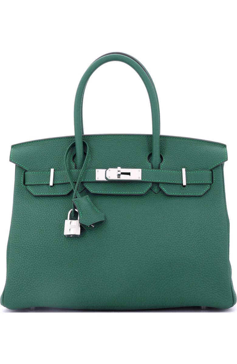 Pre-Owned Hermes Birkin Handbag Green Togo with Palladium Hardware 30, Main, color,