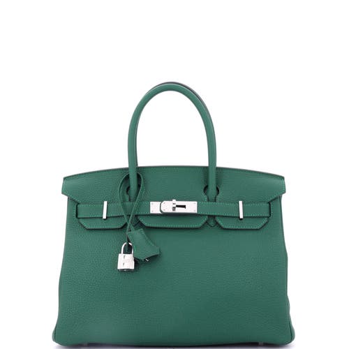 Pre-owned Hermes Hermes Birkin Handbag Green Togo With Palladium Hardware 30 In Green