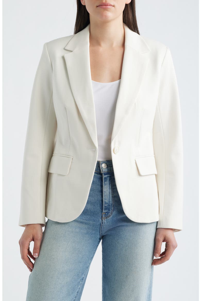 Stretch Ponte Blazer, Main, color, IVORY