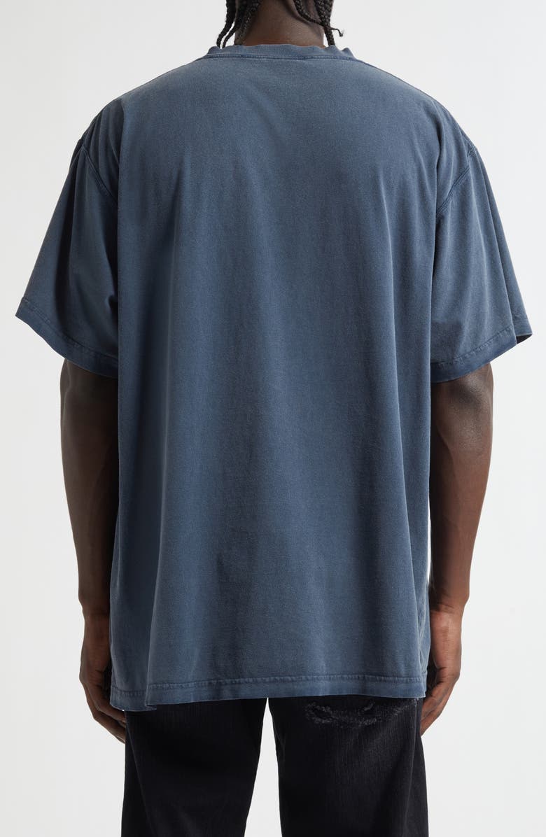 Balenciaga Medium Fit Luxury Cotton T-Shirt, Alternate, color, 8593 Washed Navy/ White