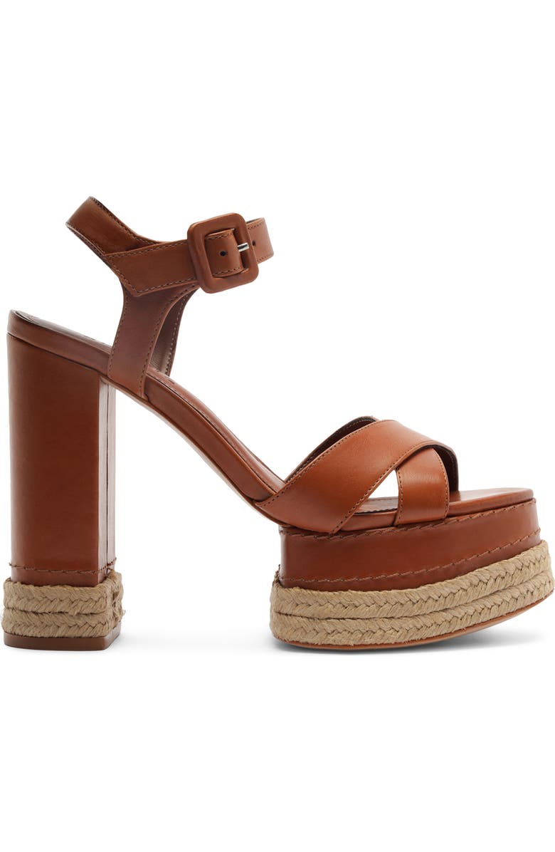 Schutz Hilda Ankle Strap Platform Sandal, Alternate, color, Cognac