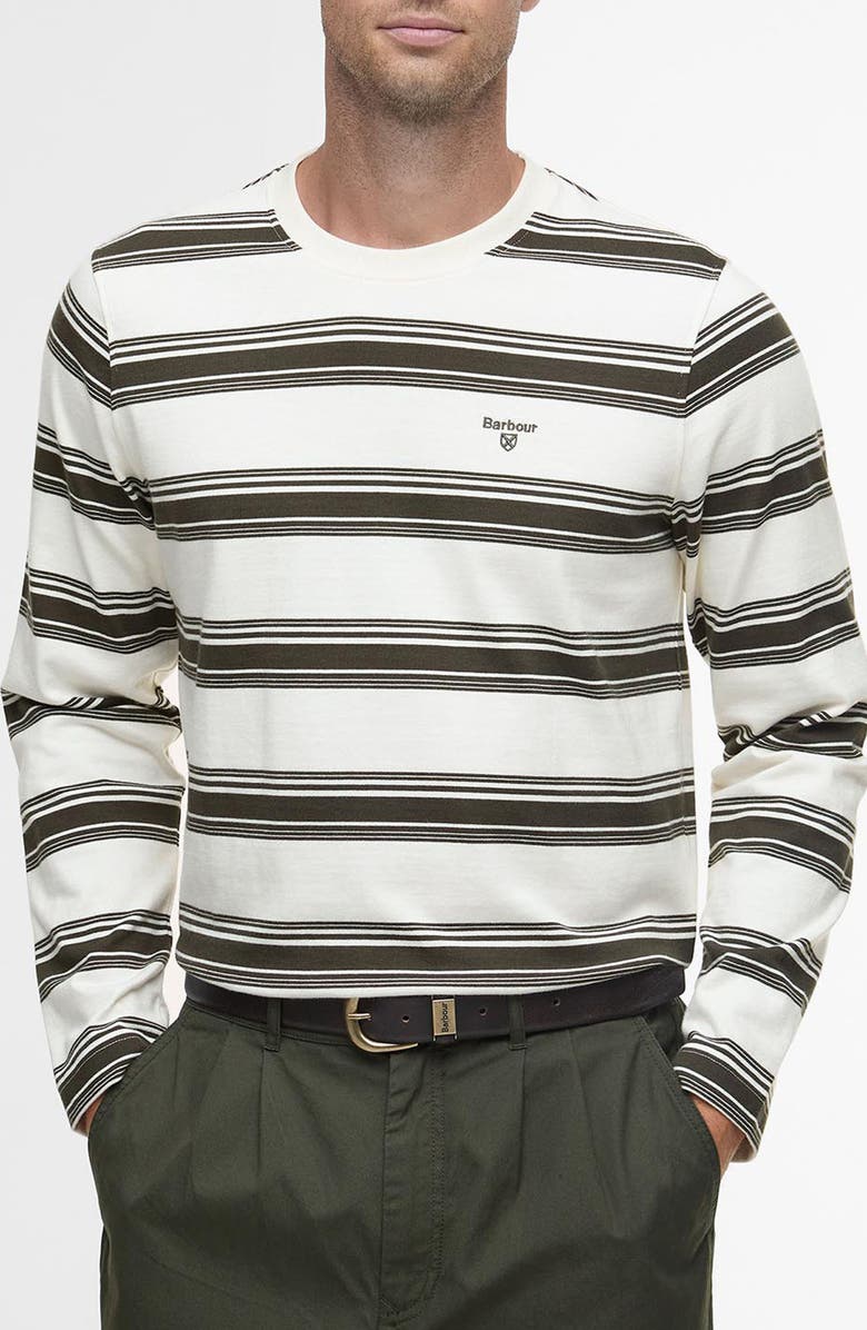 Barbour Plaistow Stripe Long Sleeve Cotton T-Shirt, Main, color, Whisper White