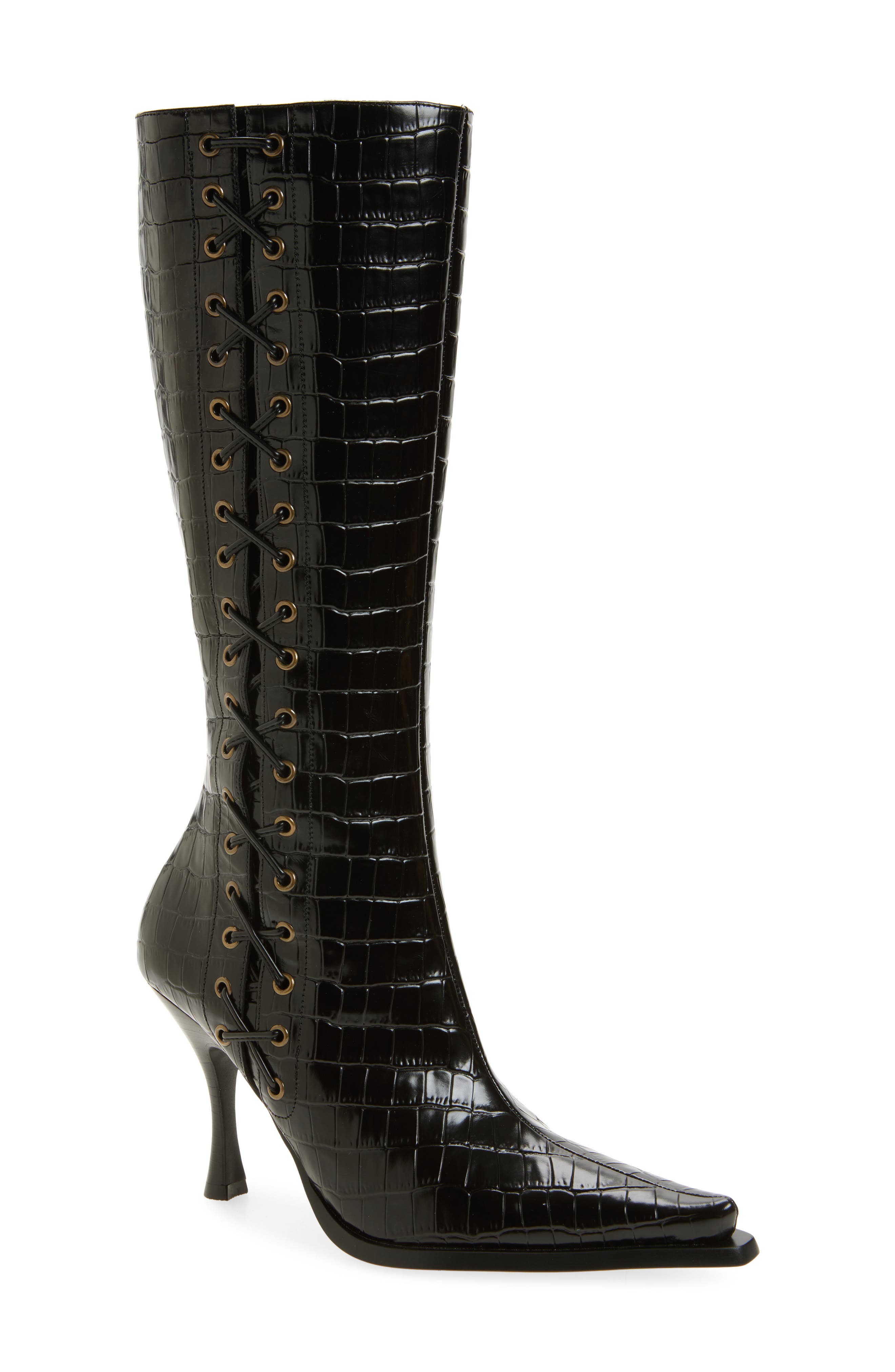 Jeffrey Campbell Stunna Boot, Main, color, Black Croco