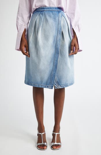 スカート DRIES VAN NOTEN DENIM MIDI SKIRT Off-White Wrap Denim Midi Skirt by Dries Van Noten on Sale