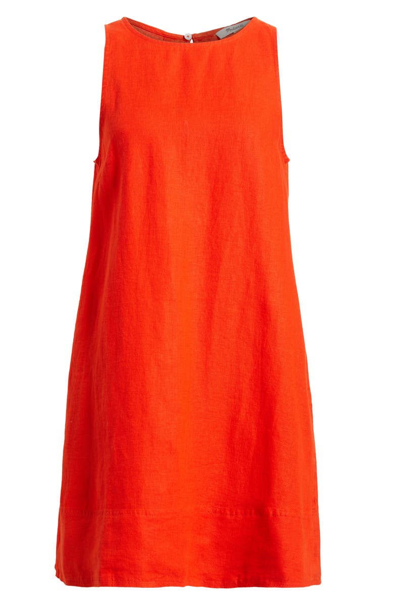 Madewell Leilani Linen Dress, Alternate, color, Bright Flame