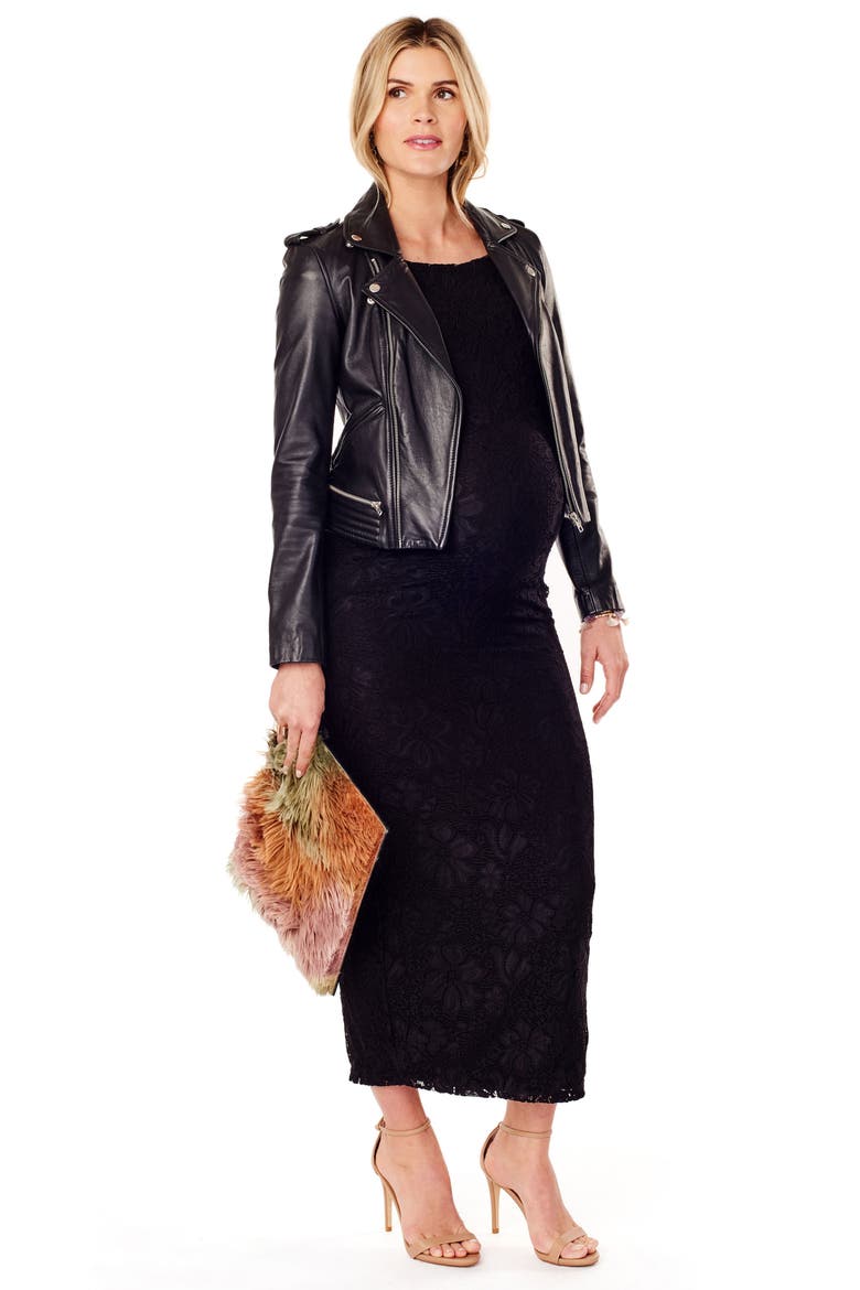 Ingrid & Isabel® Lace Column Maternity Maxi Dress, Alternate, color, JET BLACK