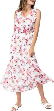 GIBSONLOOK Floral Ruffle Detail Sleeveless Dress