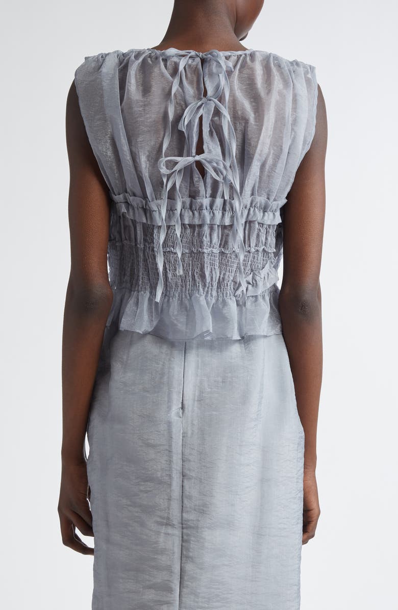 Cecilie Bahnsen Uphi Smocked Sheer Organza Top, Alternate, color, 
