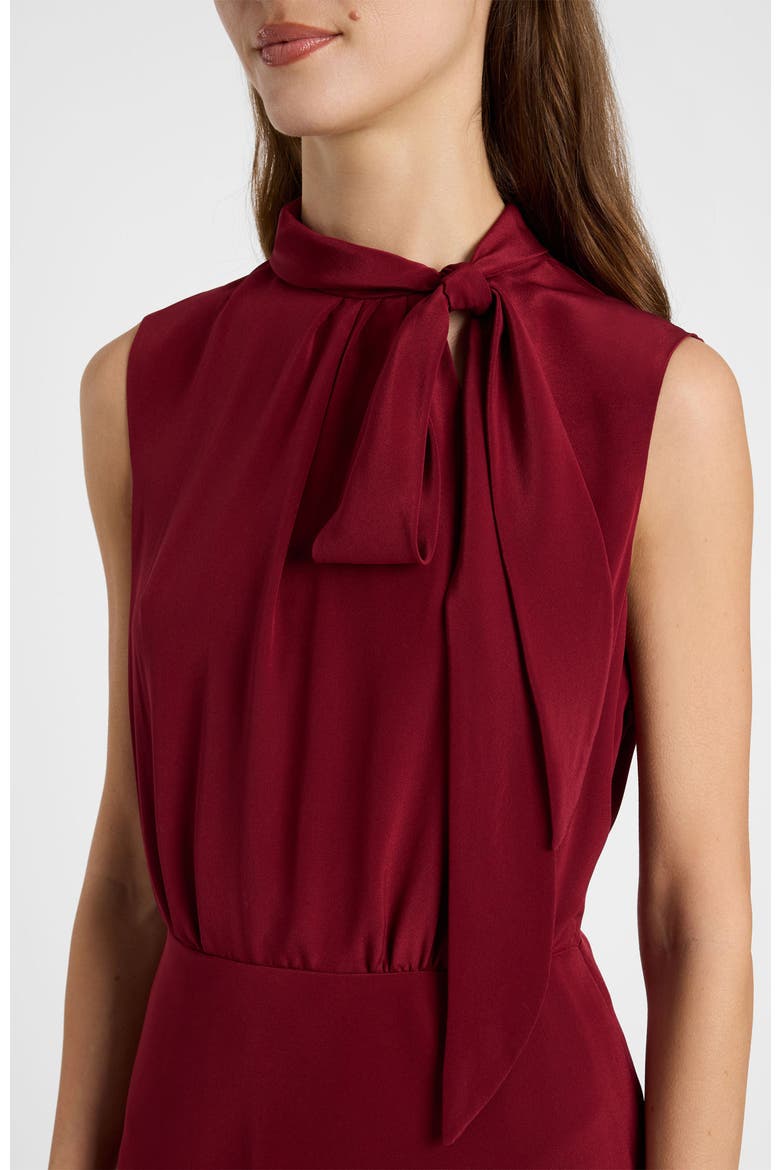 Petra Sleeveless Mock Neck Silk Midi Dress, Alternate, color, Chili Pepper