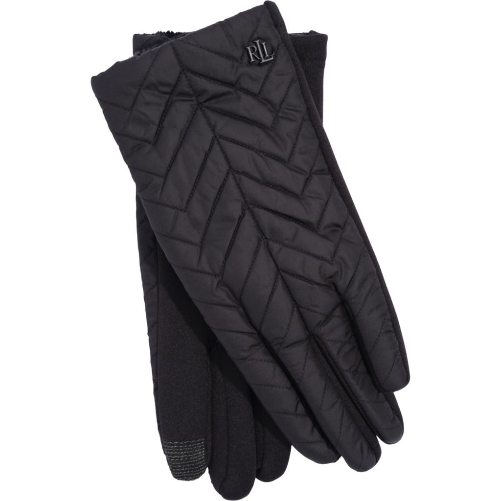 Lauren Ralplh Lauren Chevron Quilted Glove In Black
