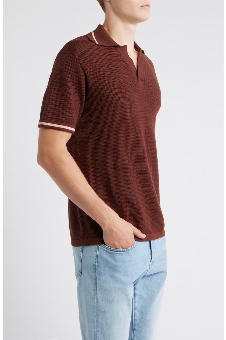 Textured Knit Polo, Alternate, color, BROWN
