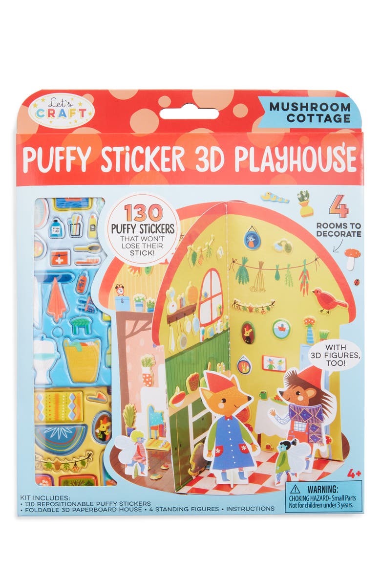 BRIGHT STRIPES Mushroom Cottage 3D Playhouse Puffy Sticker Set, Main, color, 