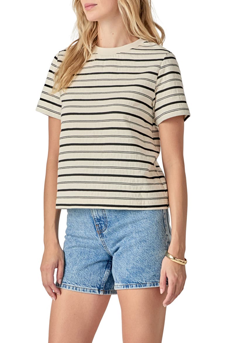 Stripe Cotton T-Shirt, Alternate, color, WHITE/BLACK
