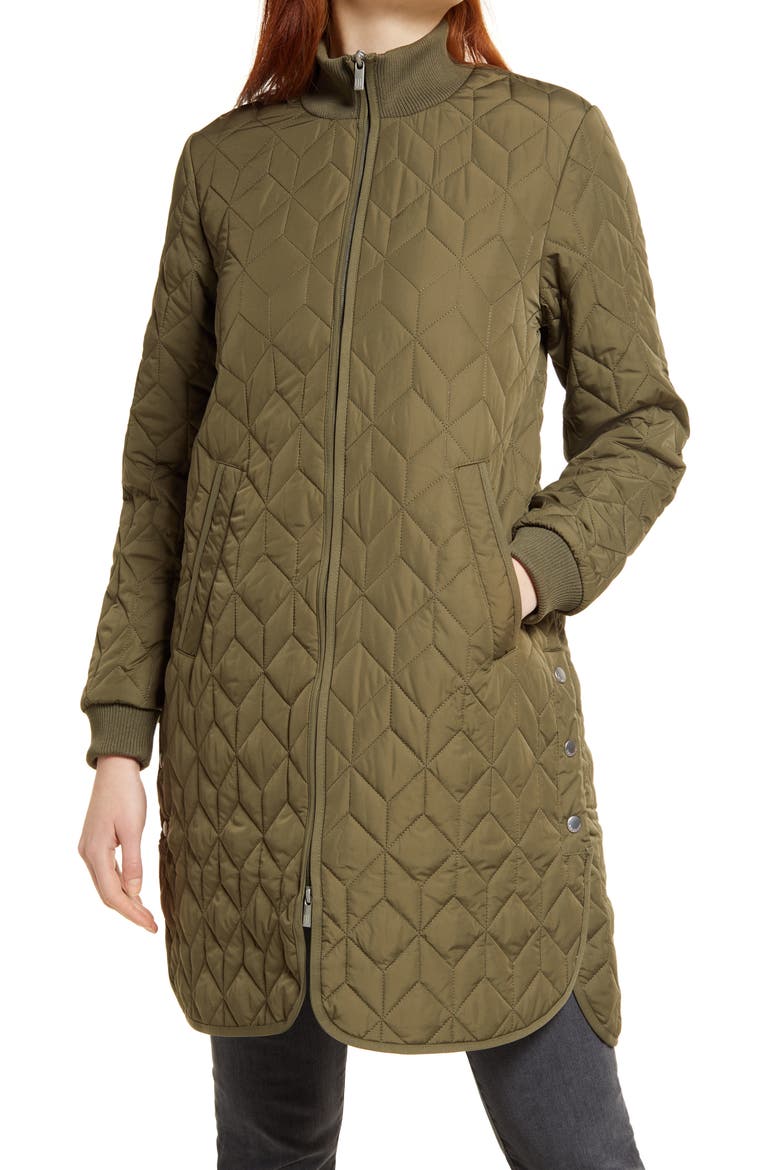 Isle Jacobsen Long Quilted Jacket, Alternate, color, ARMY