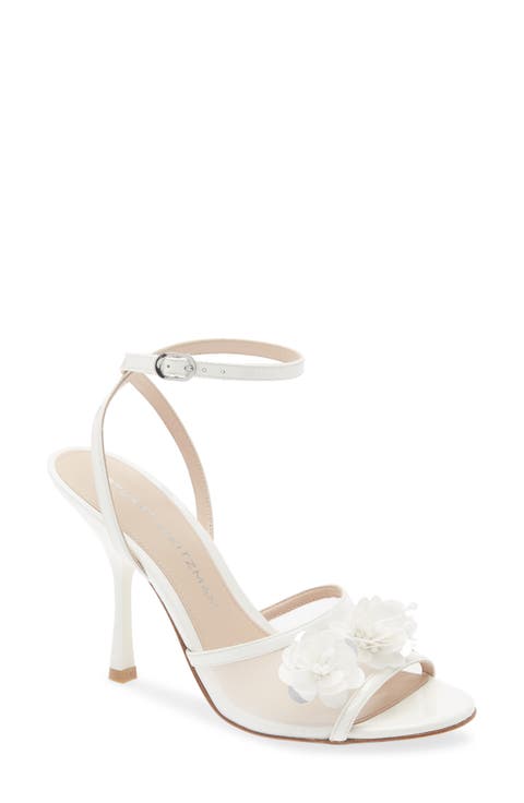 Floral Appliqué Ankle Strap Sandal