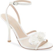 Stuart Weitzman Floral Appliqué Ankle Strap Sandal