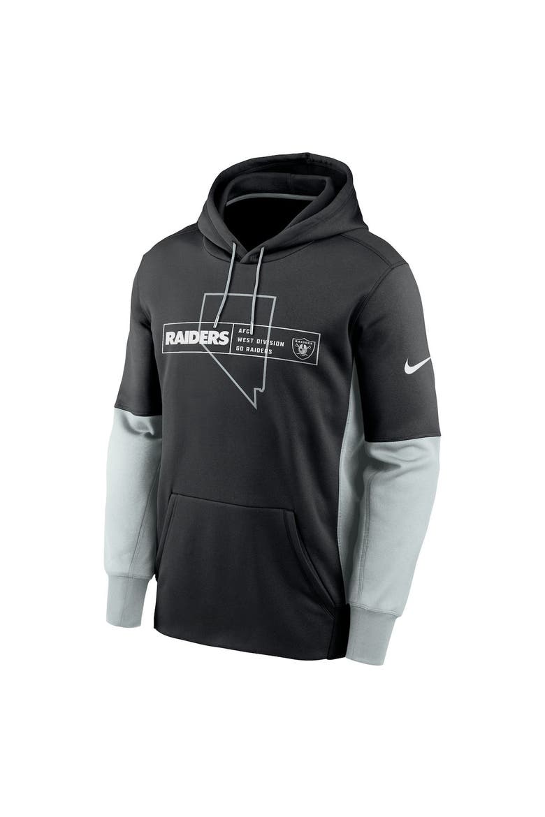 Men's Nike Black Las Vegas Raiders Color Block Fleece Performance Pullover Hoodie, Alternate, color, Black
