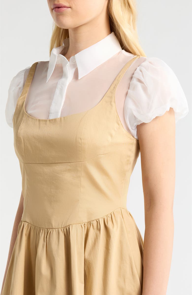 ASTR the Label Carrington Mixed Media Midi Dress, Alternate, color, Khaki White