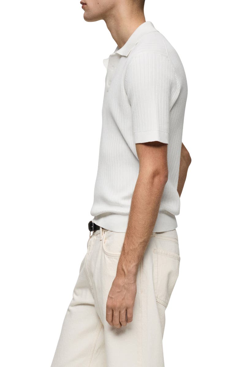MANGO Rib Polo Shirt, Alternate, color, White