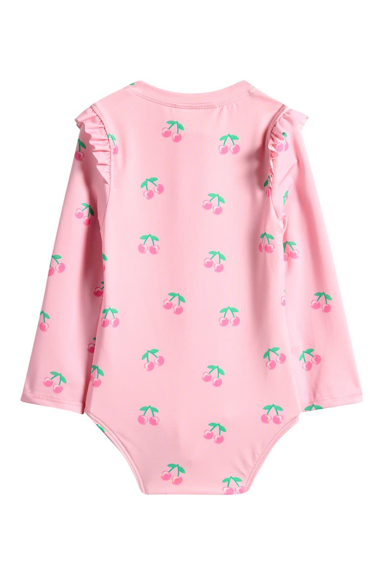 Ruffle Long Sleeve One-Piece Rashguard Swimsuit, Alternate, color, LIGHT PINK