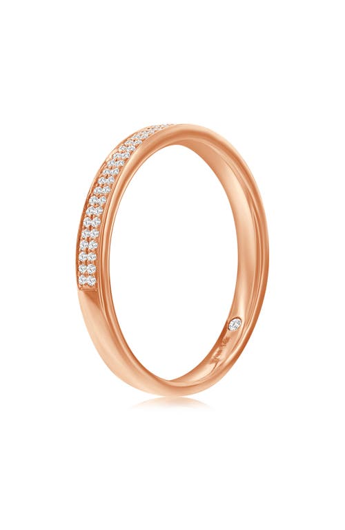 Suzy Levian Diamonds 14k Rose Gold Diamond Stackable Half Eternity Band Ring In Rose