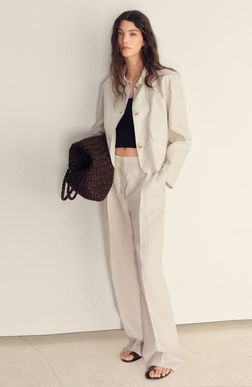 Mango Pocket Linen Crop Shirt Jacket In Neutral