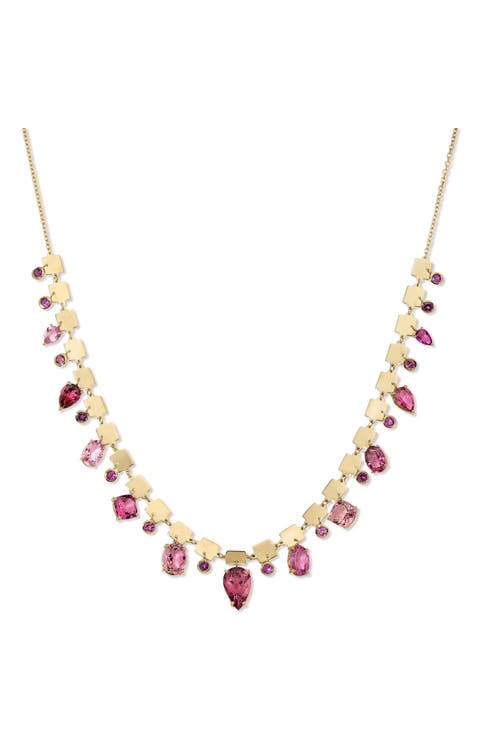 Tourmaline Dream Rock Candy Shine 14k Gold Pink Tourmaline Necklace