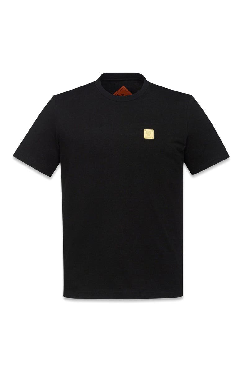MCM Logo Plate T-Shirt in Organic Cotton, Alternate, color, Black