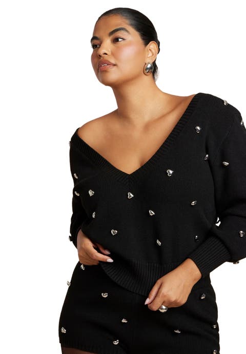 Heart Embellished Sweater