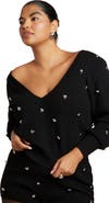 ELOQUII Heart Embellished Sweater