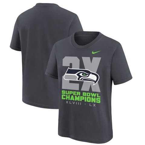 Youth Nike Anthracite Seattle Seahawks Two-Time Super Bowl Champions Multi-Champs T-Shirt