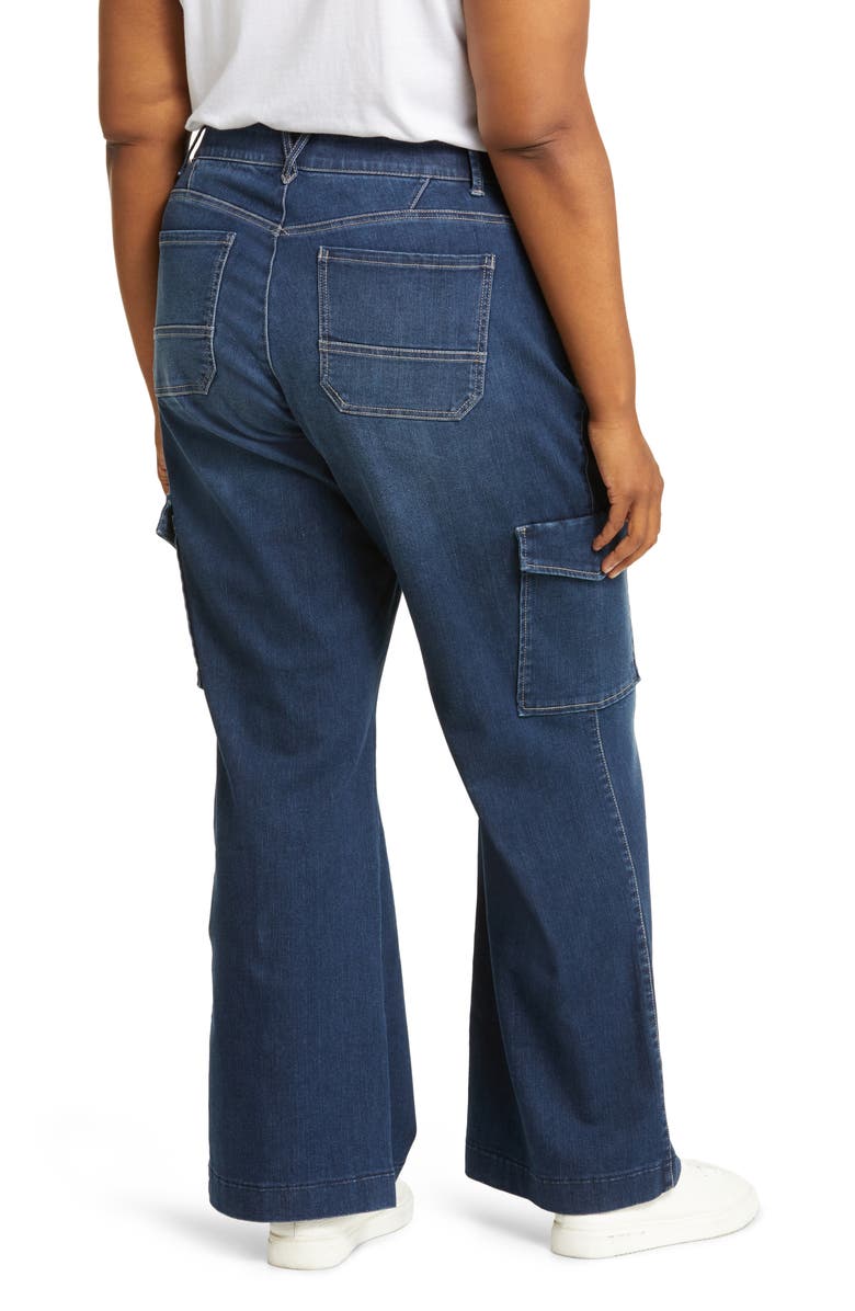 Wit & Wisdom 'Ab'Solution High Waist Wide Leg Cargo Jeans, Alternate, color, In Indigo
