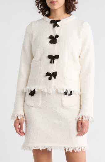 Adrianna Papell Bow Front Textured Cardigan