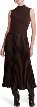 Derek Lam 10 Crosby Maizie Sleeveless Pleated Mixed-Media Dress