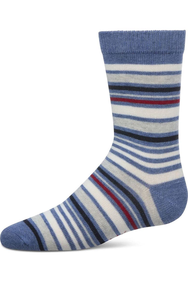 Multi-Stripe Gauge Crew Sock, Main, color, Denim Heather