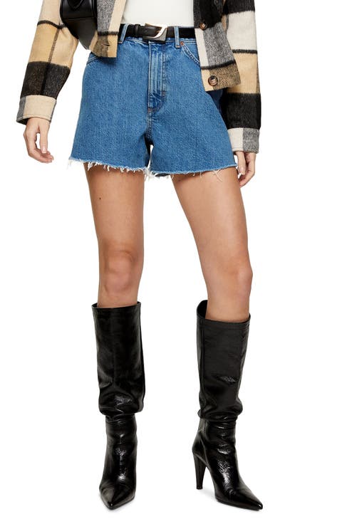 A-Line Ripped Denim Shorts