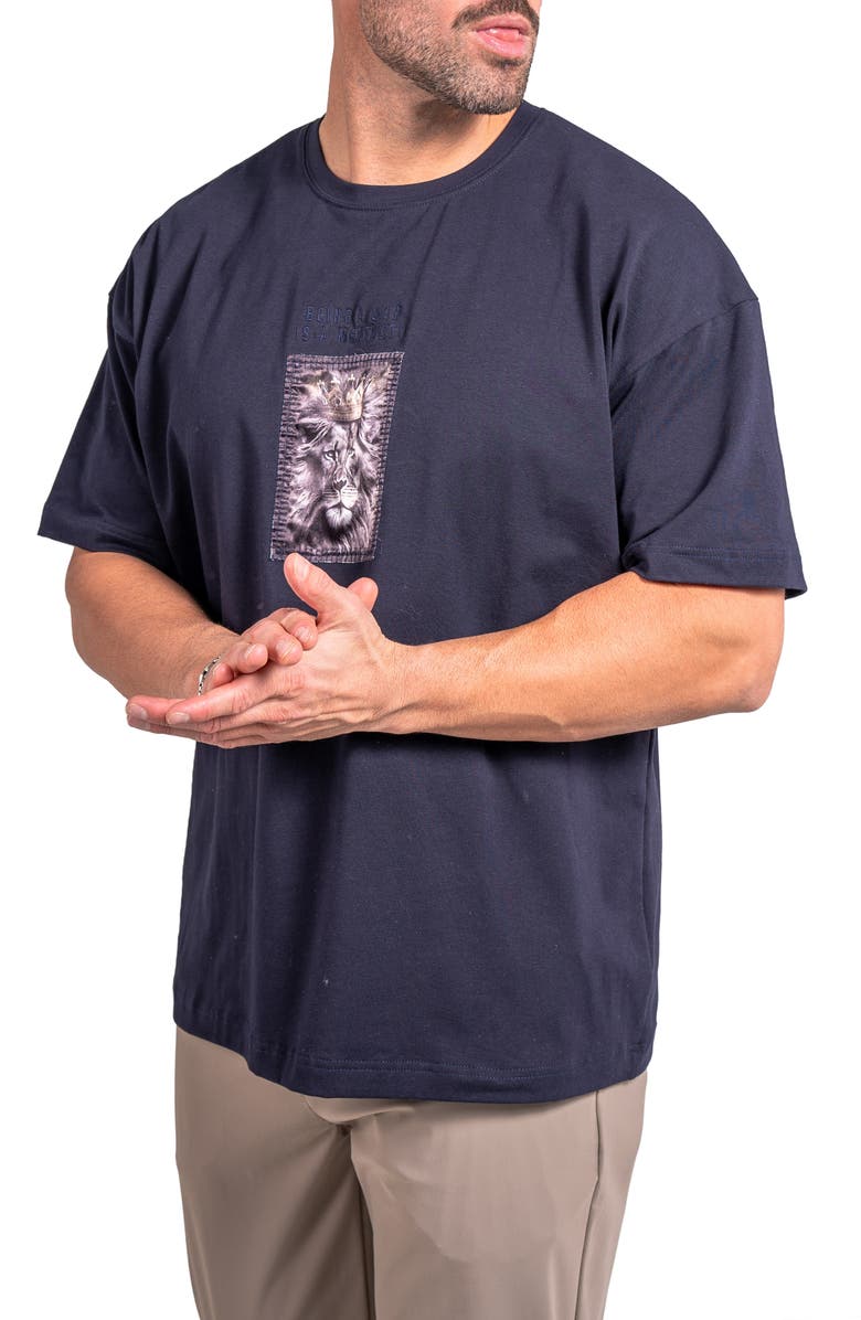 Maceoo Ascension Being Appliqué Cotton Graphic T-Shirt, Alternate, color, Black