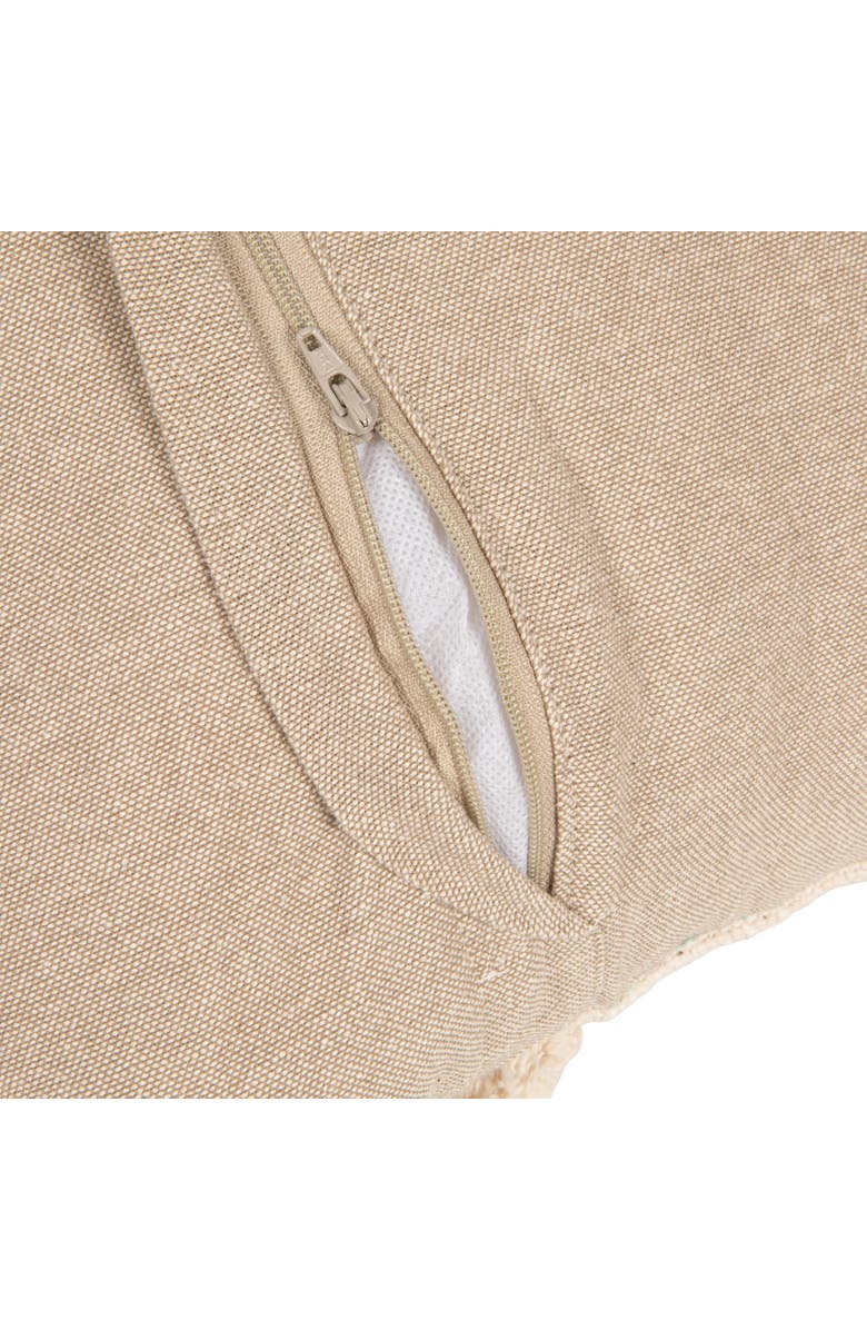 Storied Home Cotton Slub Pillow with Tufted Flowers, Natural and Tan Color, Alternate, color,