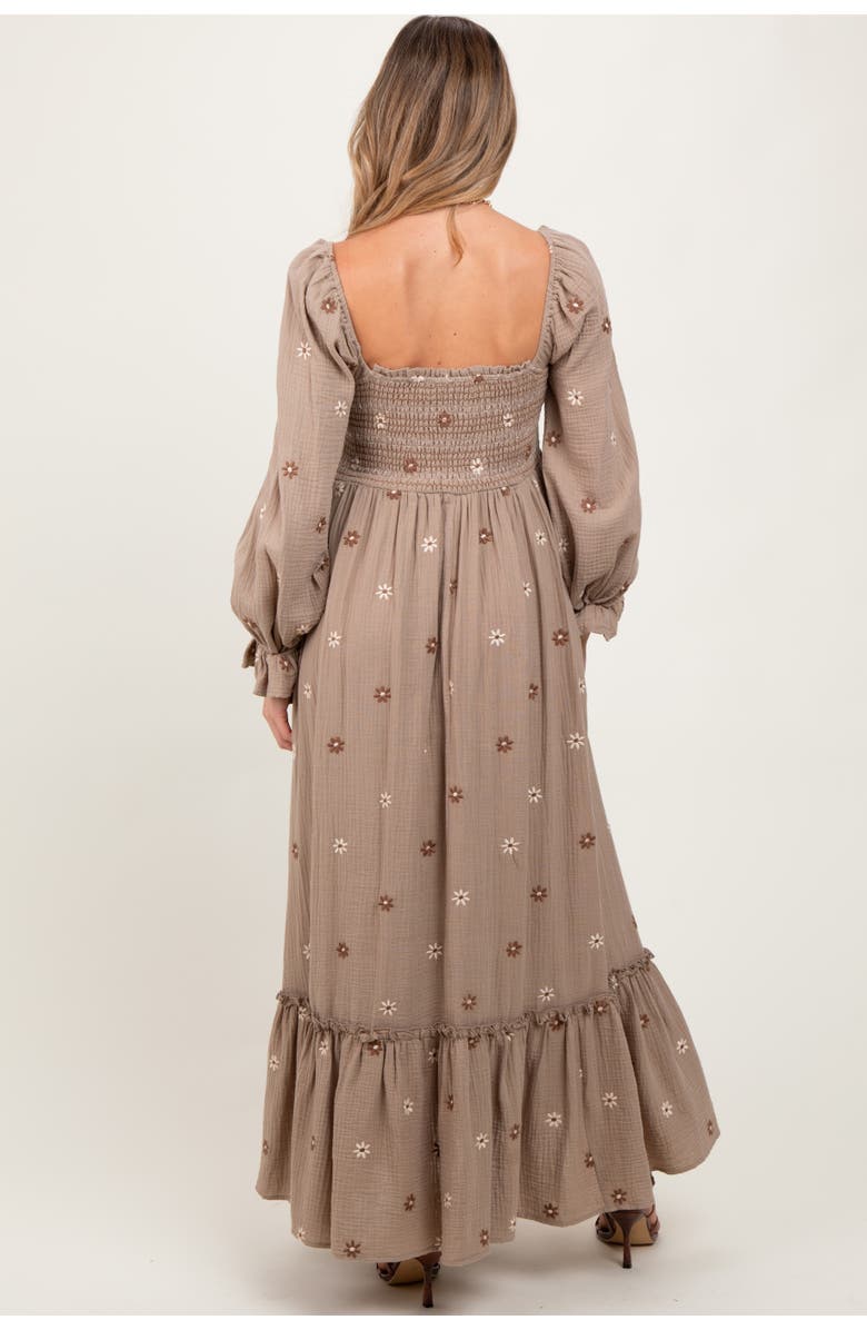 PinkBlush Long Sleeve Floral Accent Dress, Alternate, color, Grey