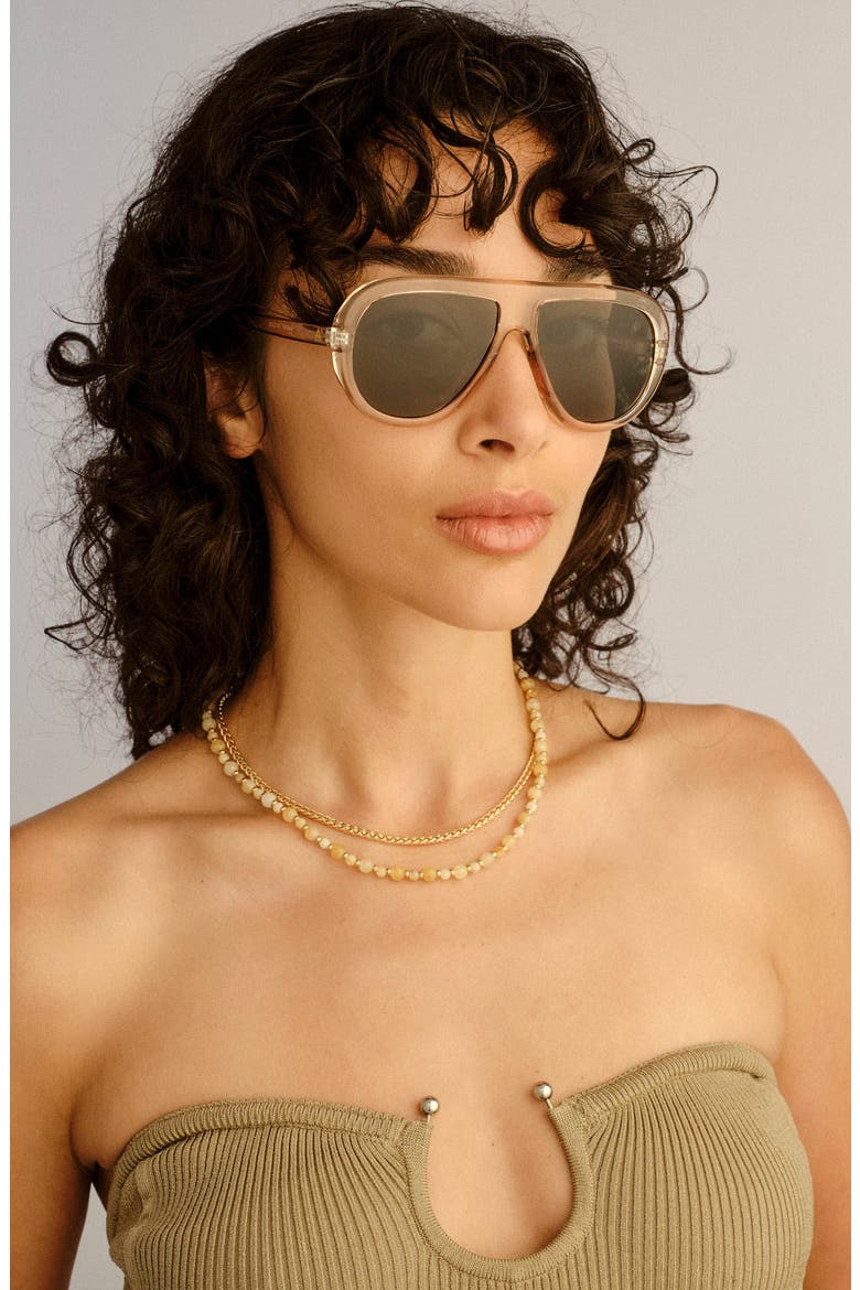 Cadent 54mm Aviator Sunglasses, Alternate, color, STONE / GREEN MONO