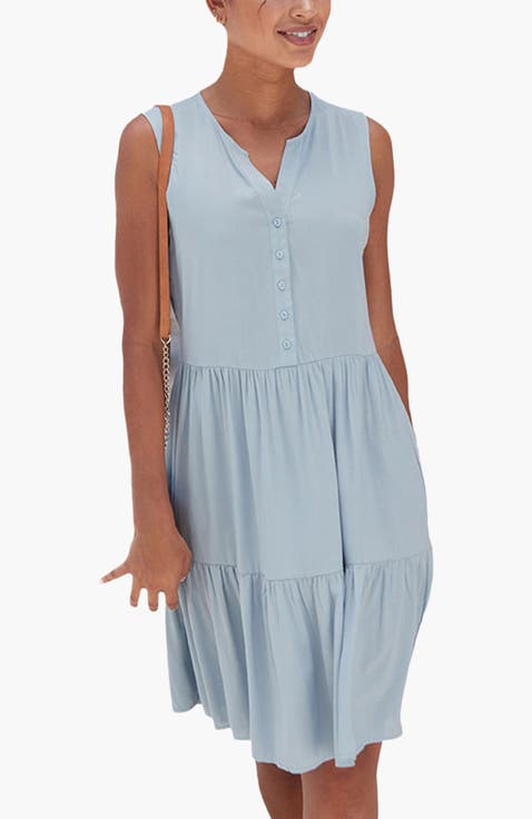 Button Up Tiered Dress
