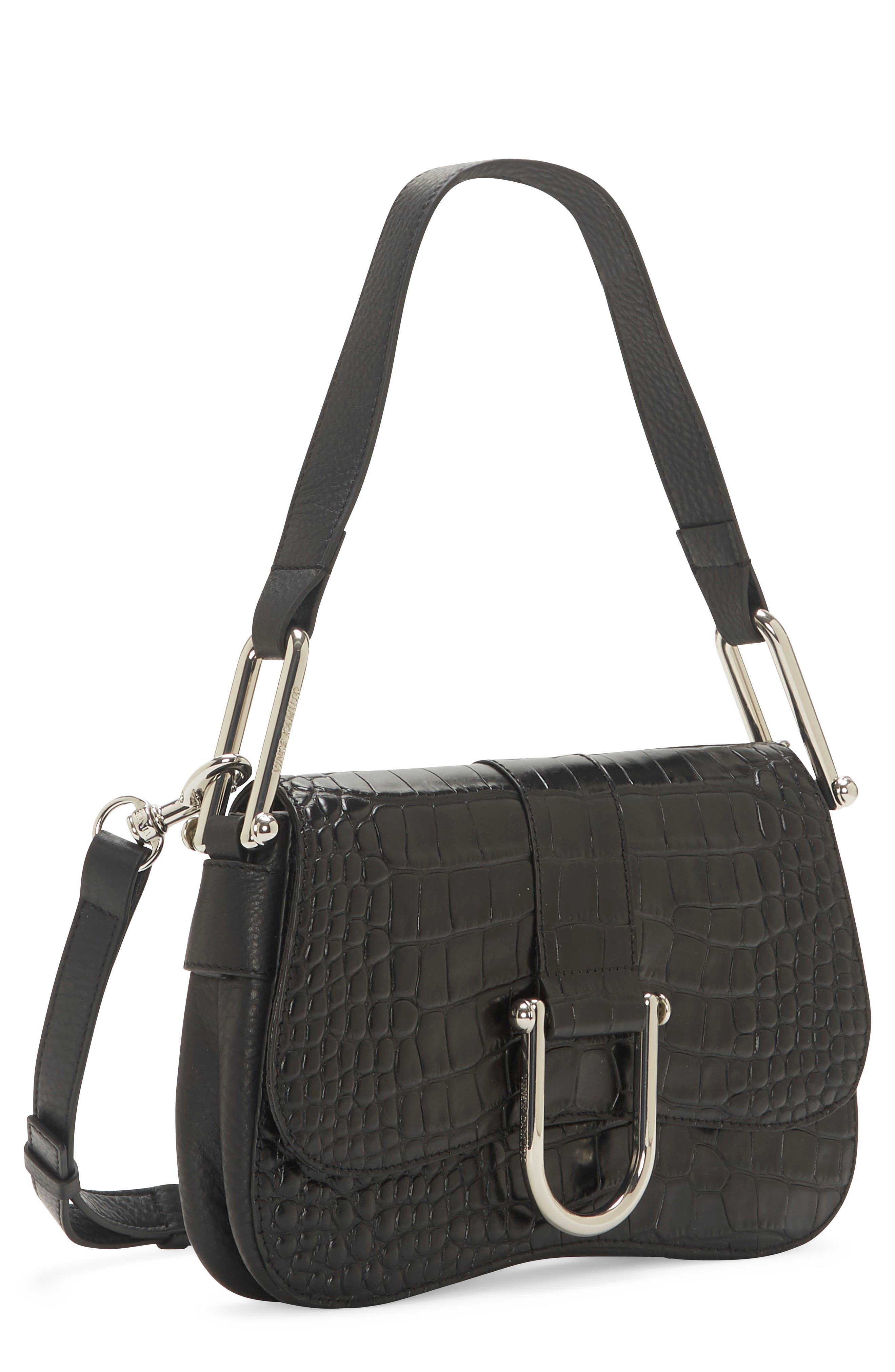 Vince Camuto Tal Croc Embossed Leather Shoulder Bag, Alternate, color, 