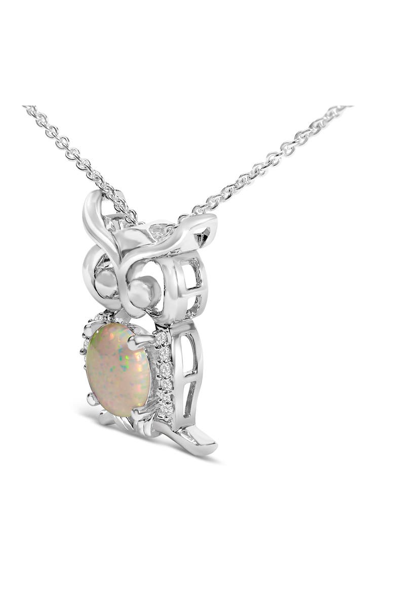 Haus of Brilliance .925 Sterling Silver Created Opal and Sapphire Pendant Necklace, Alternate, color, White