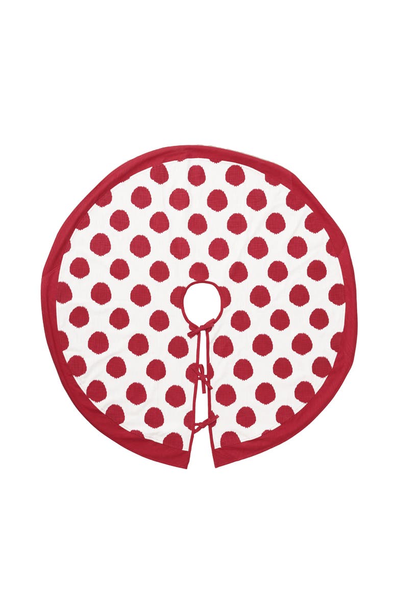 carol & frank Red Ruby Polka Dot 100% Cotton Christmas Tree Skirt 54", Main, color, Red